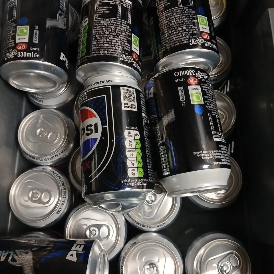 TOTE OF APPROXIMATELY 24 PEPSI MAX/DIET PEPSI CANS 330ML - COLLECTION ONLY