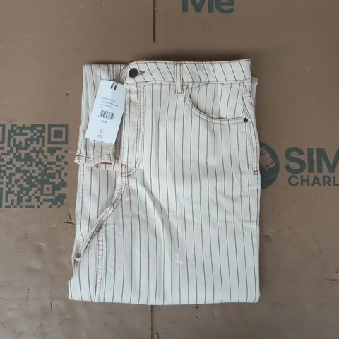 HUSH NESSA STRIPE WIDE LEG JEANS IN ECRU/RED STRIPE SIZE 14