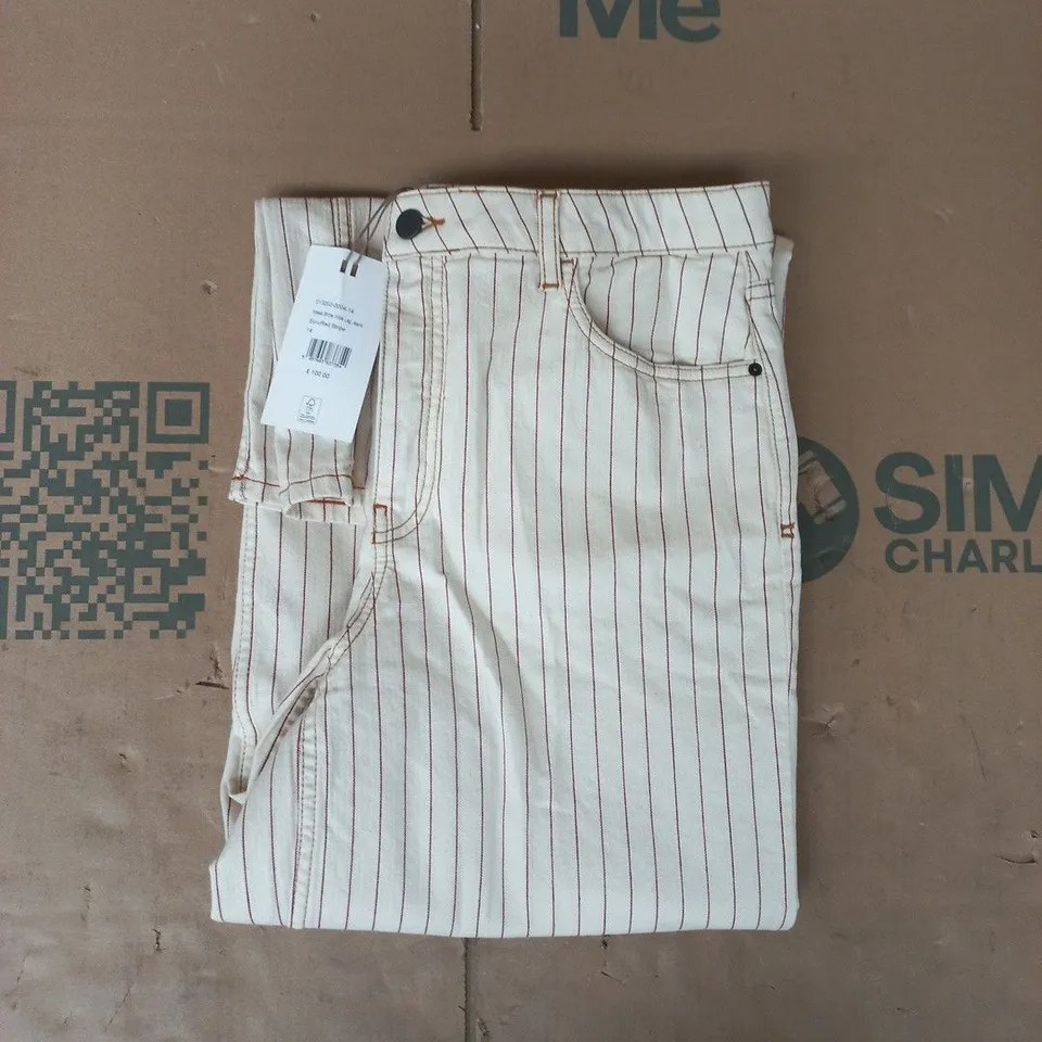 HUSH NESSA STRIPE WIDE LEG JEANS IN ECRU/RED STRIPE SIZE 14