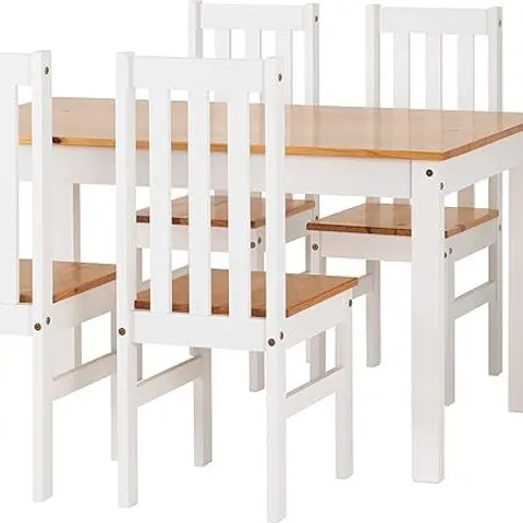 BOXED SECONIQUE LUDLOW DINING SET WITH 6 DINING CHAIRS IN WHITE/OAK EFFECT (5 BOXES)