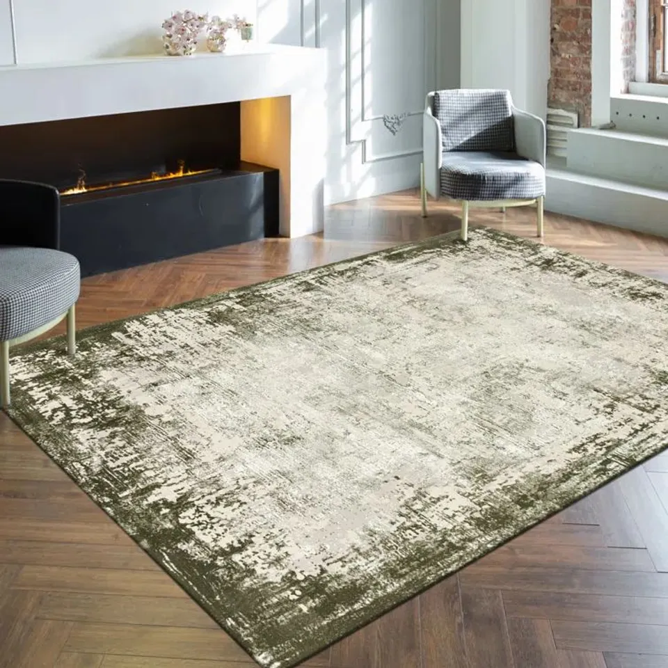 Abrienne soft shiny modern green rug approximately 230x340cm