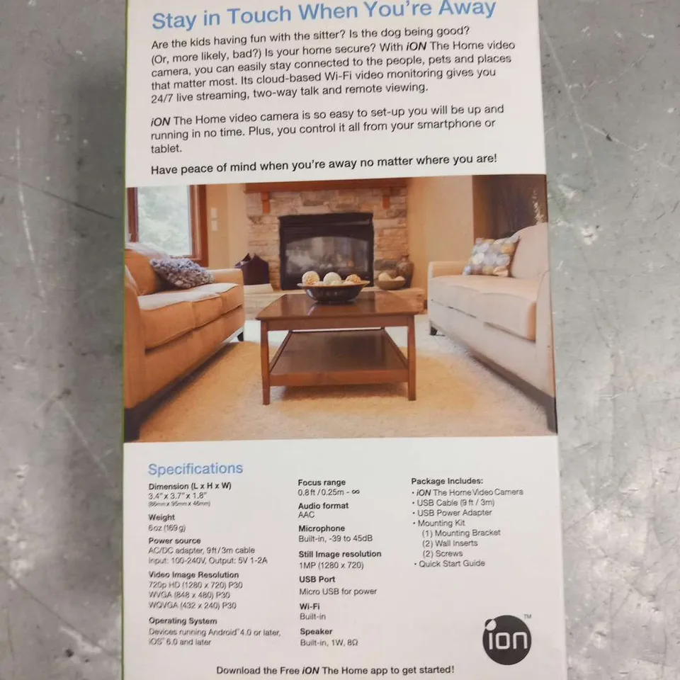 BOXED ION WI-FI VIDEO CAMERA THE HOME HD 720P