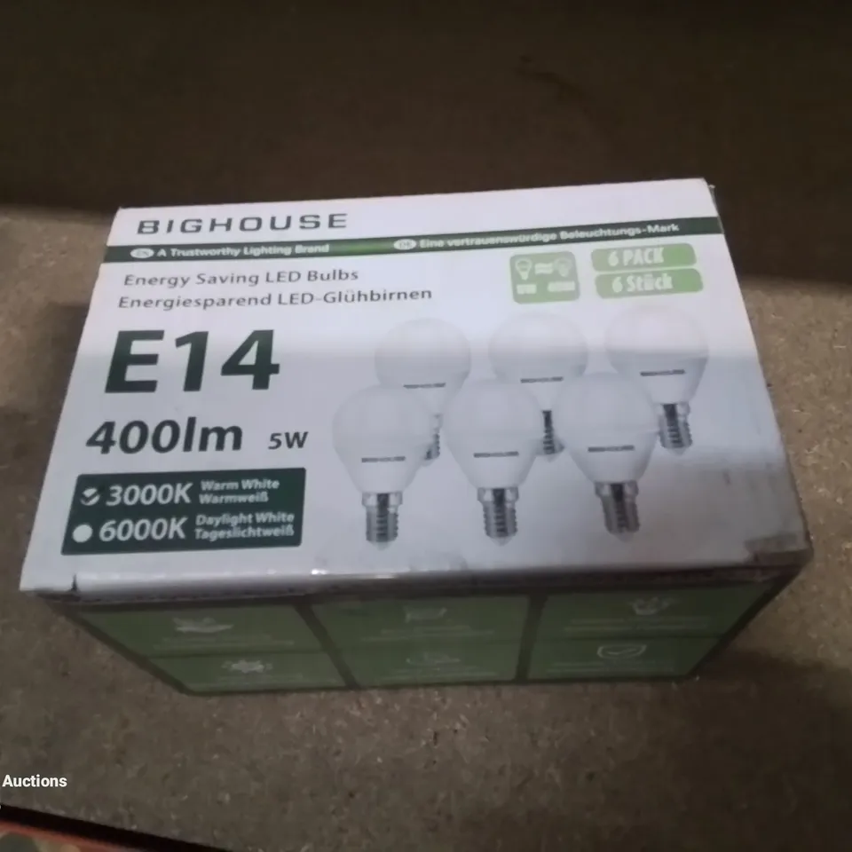 BOXED 6 PACK E14 400LM LIGHT BULBS.