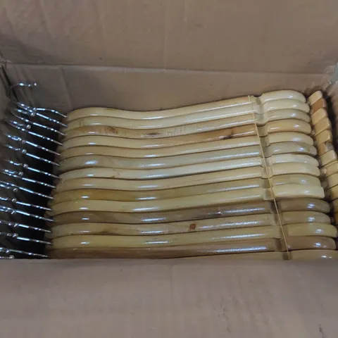 BOX OF APPROXIMATELY 30x KEPLIN WOODEN HANGERS