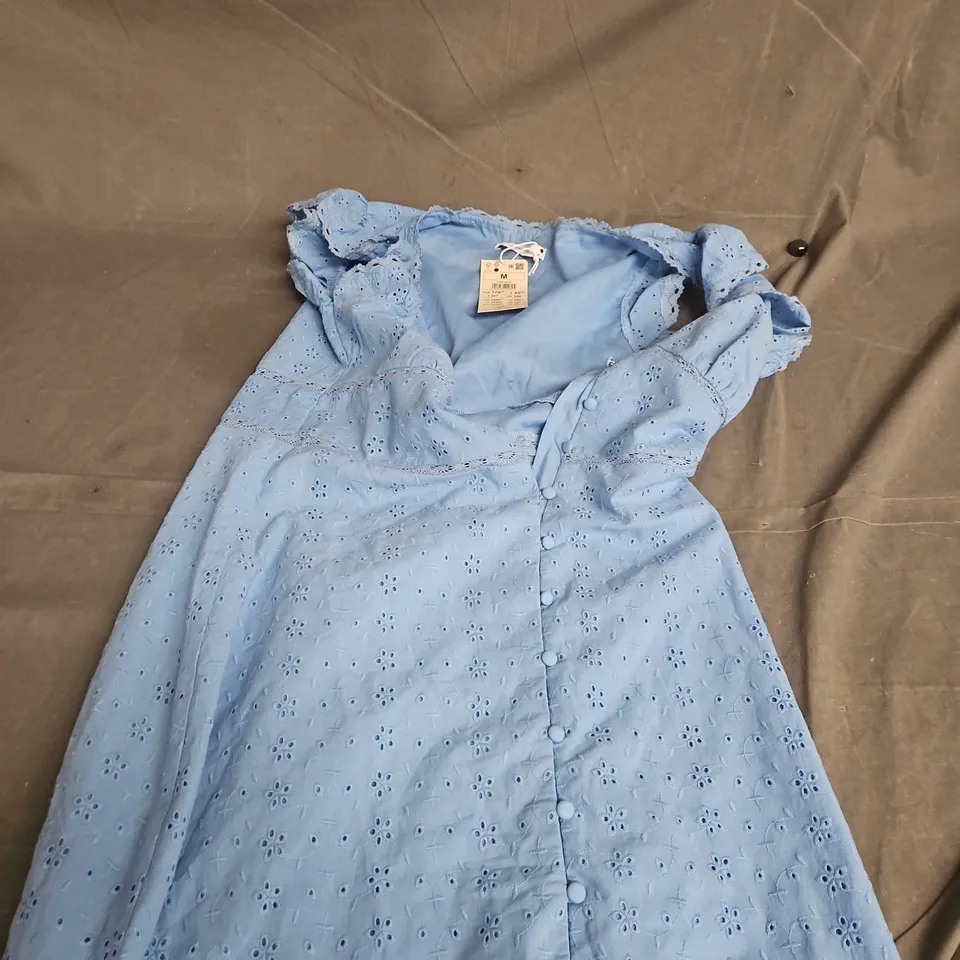 RESERVED LIGHT BLUE EYELET-EMBROIDERED DRESS, WOMEN'S, SIZE M