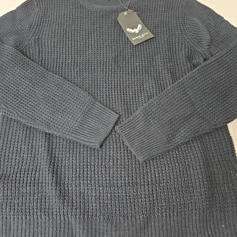 BRAVE SOUL CREW NECK KNITTED JUMPER, NAVY - SIZE L