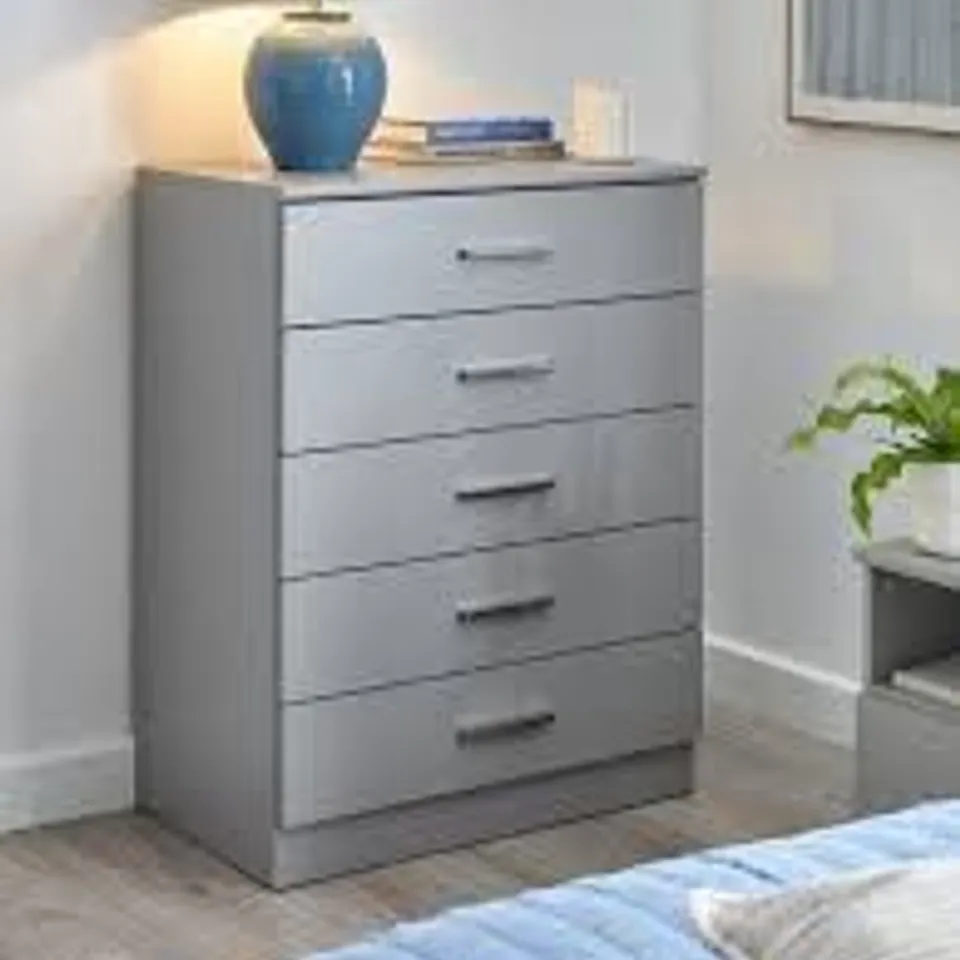 PANAMA 5 DRAWER CHEST - GREY
