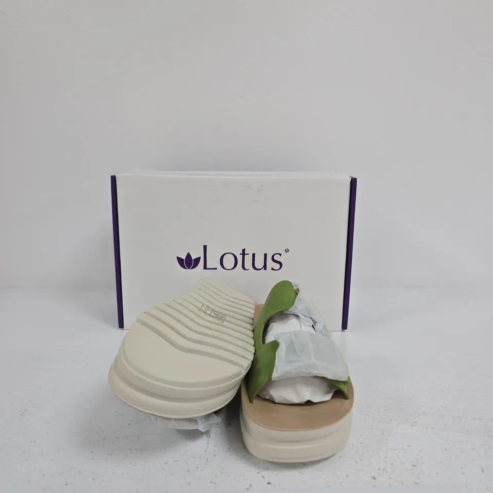 LOTUS WOMEN'S SANDALS - GREEN STRAP, BEIGE SOLE SIZE EU 39