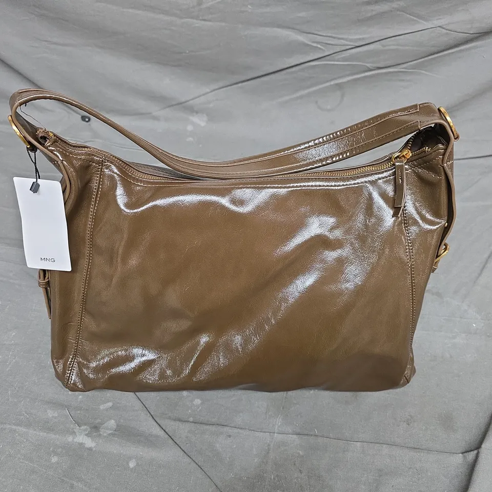 MNG BROWN LEATHER-LOOK SHOULDER BAG