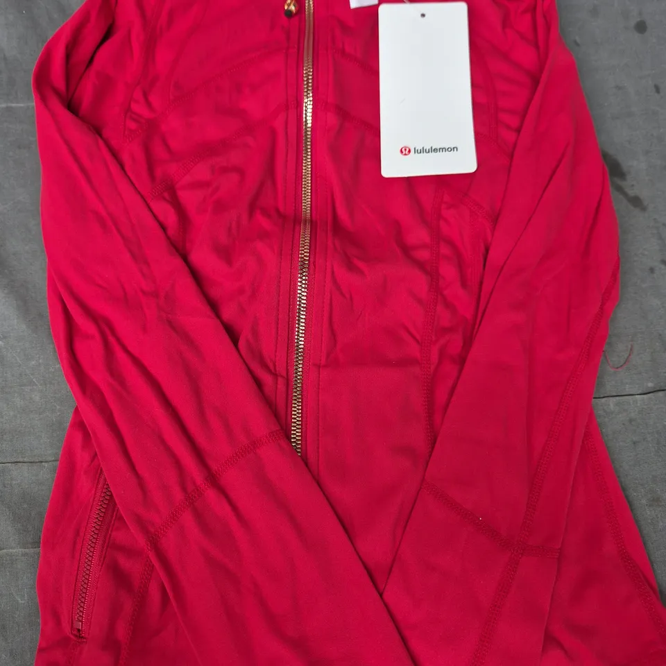 LULULEMON LONG SLEEVE ZIP-UP TOP IN RED SIZE 4