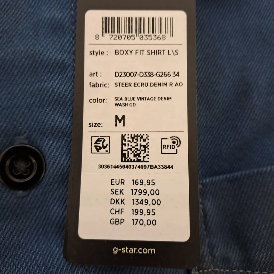 G-STAR BOXY FIT STYLE SHIRT SIZE M