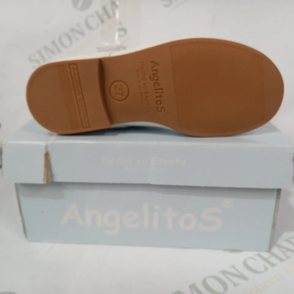 BOXED PAIR OF ANGELITOS BLANCO CHAROL SHOES IN WHITE EU SIZE 27