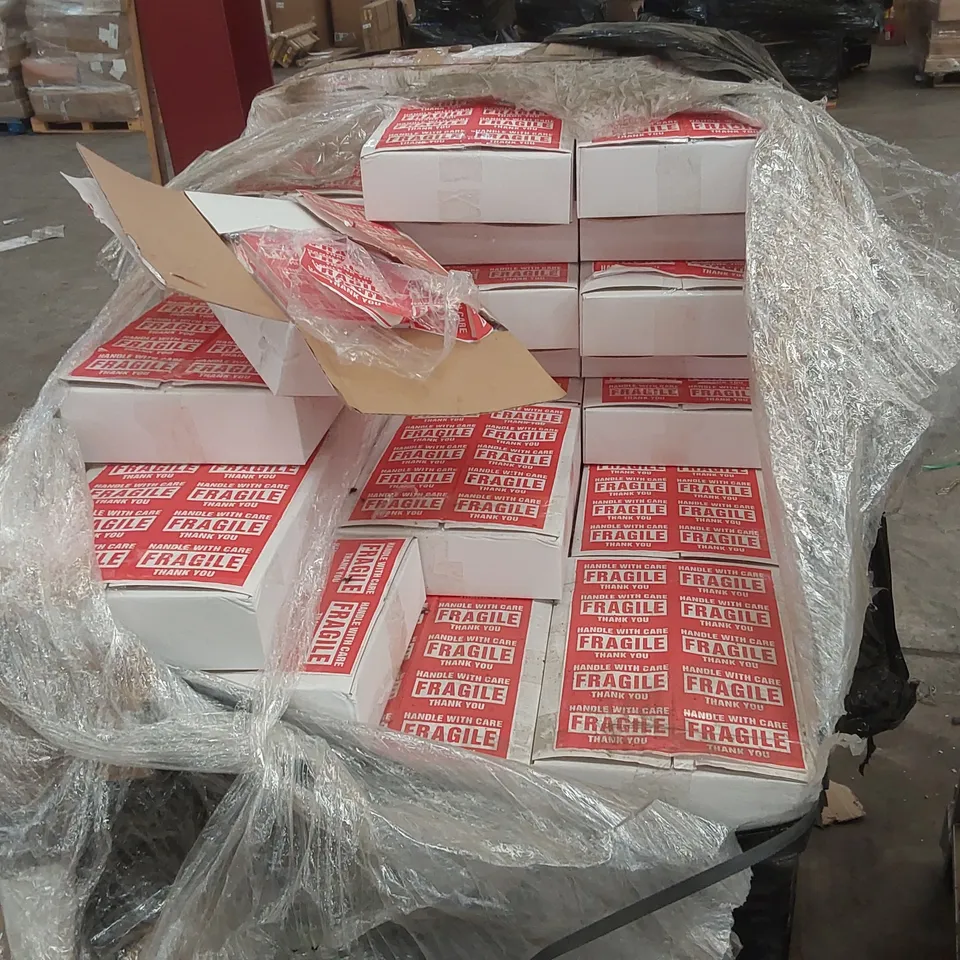 PALLET CONTAINING A VERY LARGE QUANTITY OF FRAGILE STICKERS