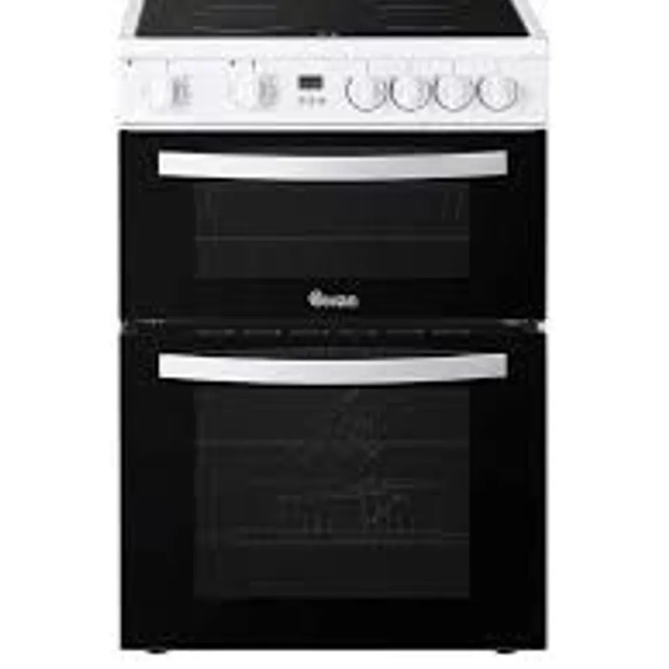 BOXED SWAN SX16720W 60CM ELECTRIC TWIN OVEN CERAMIC HOB COOKER - WHITE