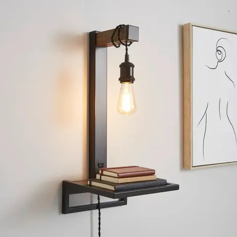 BOXED FULTON PLUG IN WALL LIGHT WITH SHELF