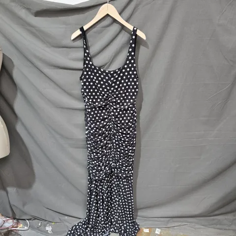 CLUB L LONDON BLACK POLKA DOT RUCHED MAXI DRESS – UK 16