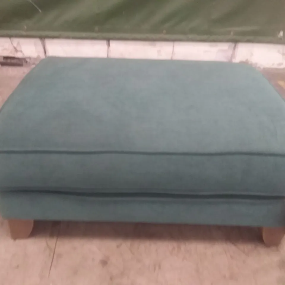 QUALITY BRITISH DESIGNER LOUNGE CO. BRIONY FOOTSTOOL BLUE FABRIC