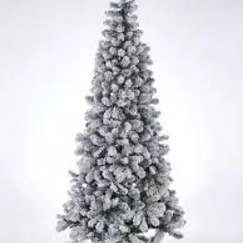 BOXED 8FT SILVER GREY SPARKLE CHRISTMAS TREE WITH FROSTED TIPS RRP £179.99