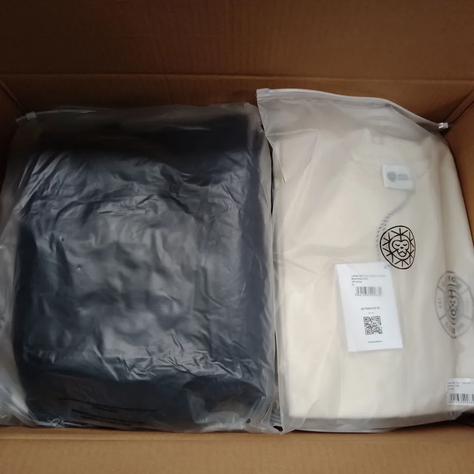 BOX OF MIXED ASSORTMENT OF BRAND NEW BRASS MONKEY CLOTHING ITEMS, INCLUDING - JOGGERS, HOODIES, T-SHIRTS, LEGGINGS - MIXED SIZES APPROXIMATELY 34X ITEMS
