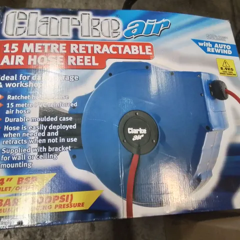 BOXED CLARKE 15M RETRACTABLE AIR HOSE REEL