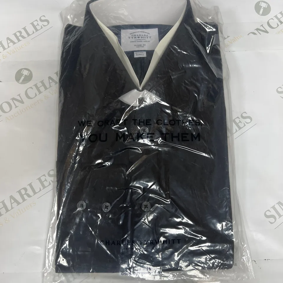 CHARLES TYRWHITT POPLIN CLASSIC FIT SHIRT IN BLACK SIZE 42/16.5