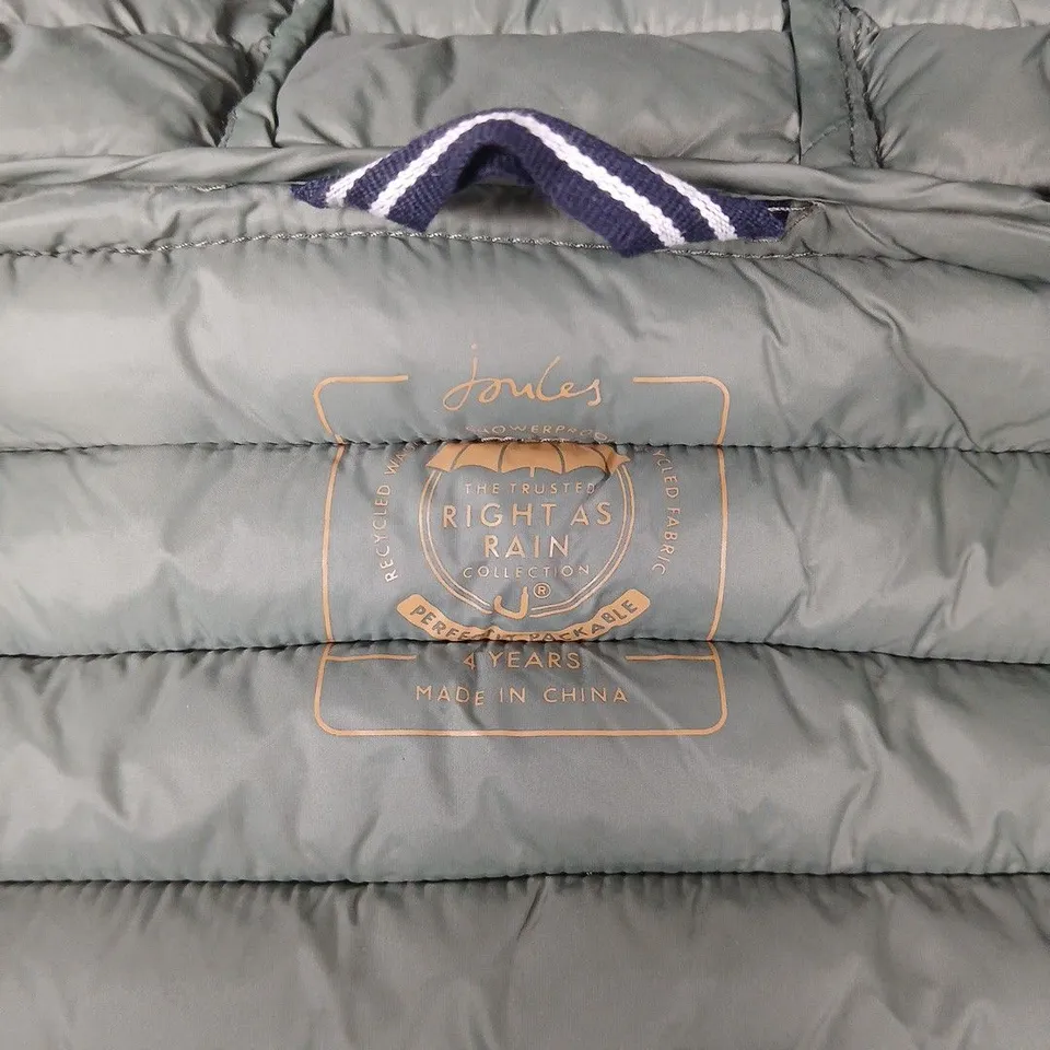 JOULES RIGHT AS RAIN COAT IN GREEN/BROWN - 4YR