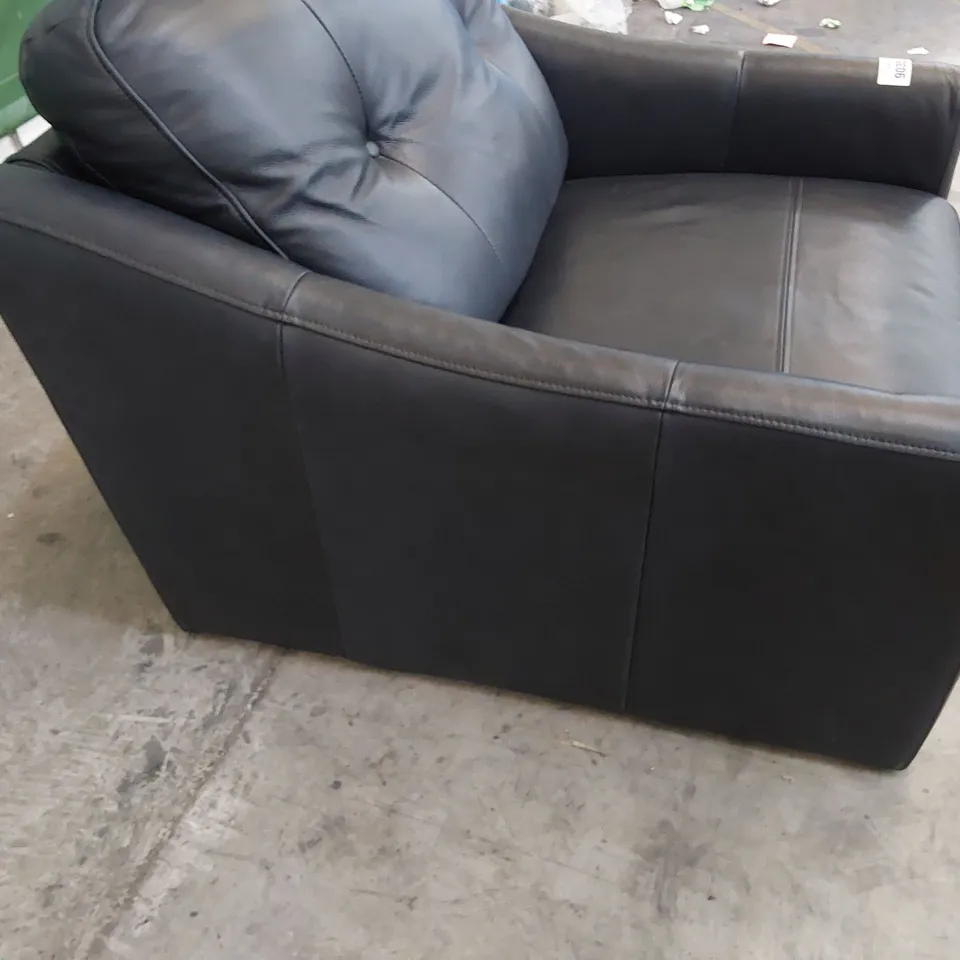 DESIGNER EASY CHAIR BLACK LEATHER 