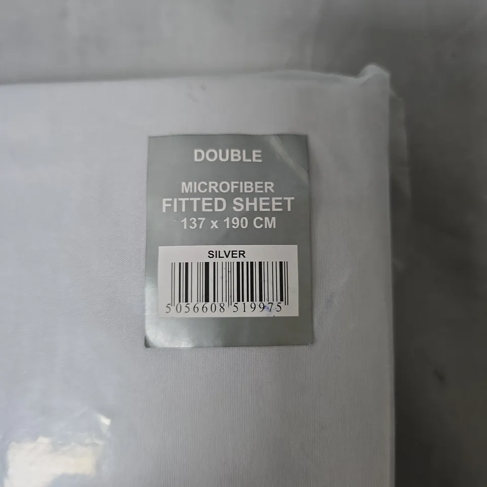 DOUBLE MICROFIBER FITTED SHEET – SILVER, 137 X 190 CM