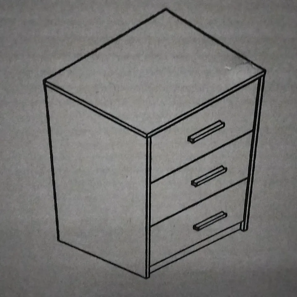 BOXED URBN-LIVING 3 DRAWER BEDSIDE TABLE WHITE