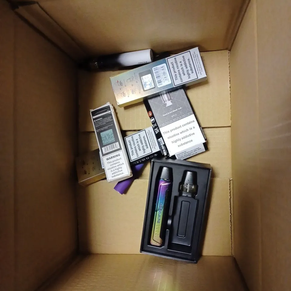 BOX OF APPROX 10 ITEMS TO INCLUDE OXVA XLIM SE, VOOPOO ARGUS Z, SMOK NORD REGULAR COIL. 