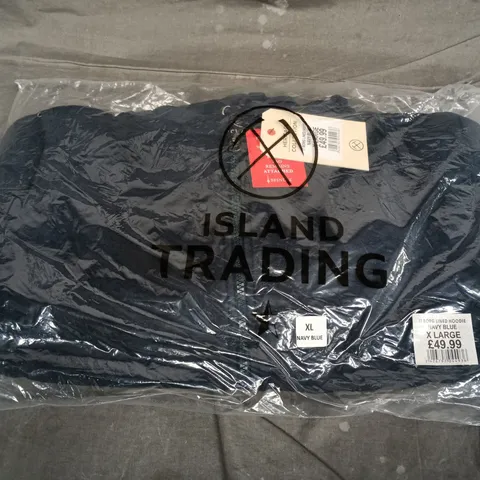BAGGED ISLAND TRADING BORG-LINED HOODIE – NAVY BLUE – XL