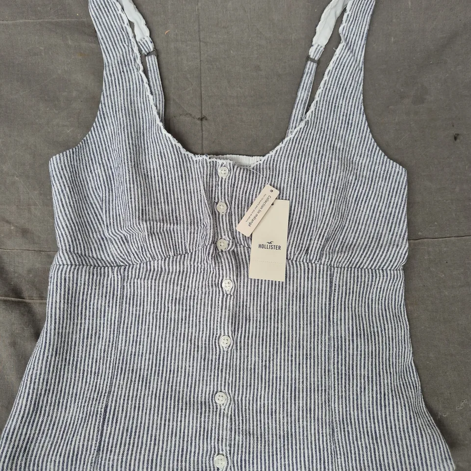 HOLLISTER WOMEN'S STRIPED BUTTON-THROUGH TOP IN BLUE/WHITE SIZE SMALL