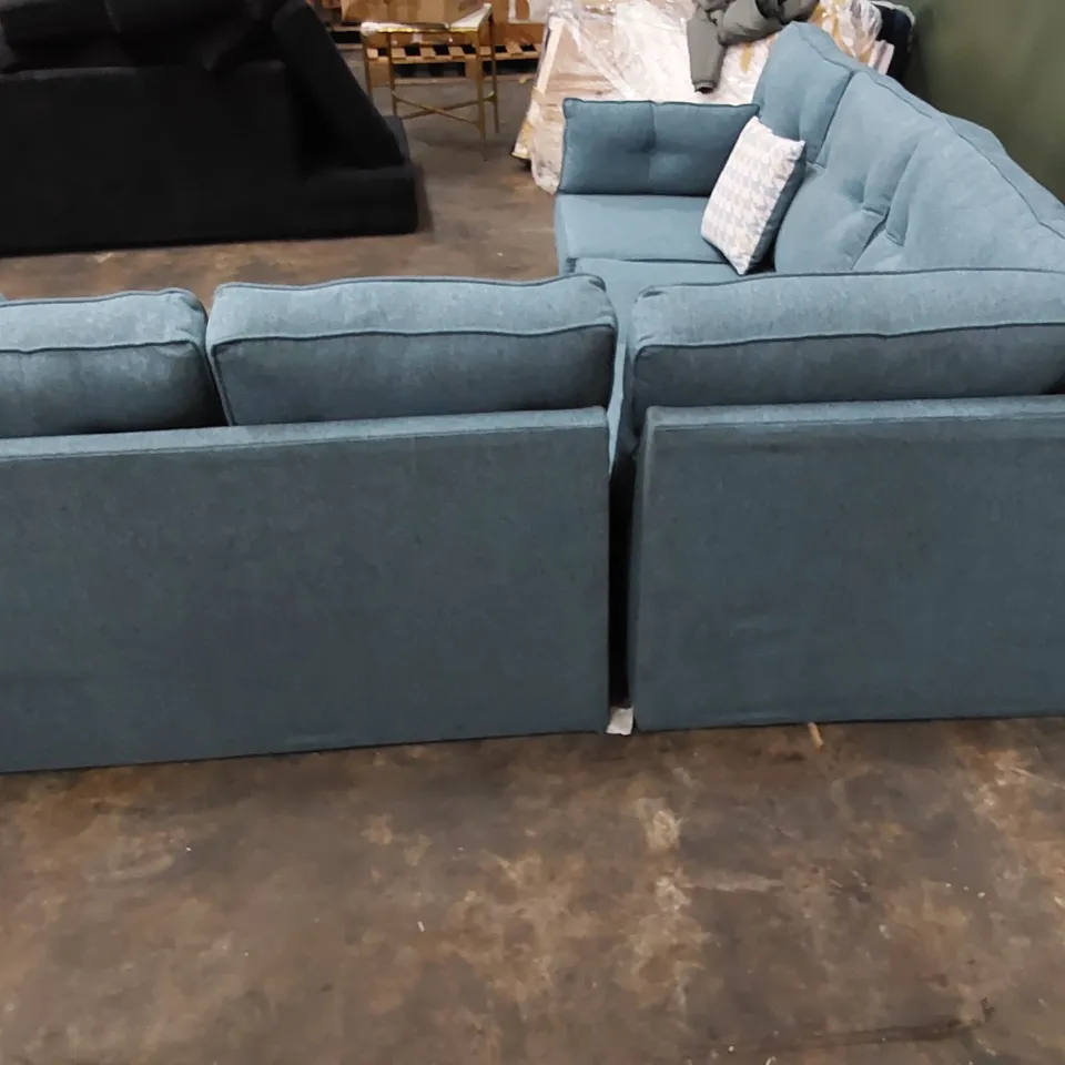 QUALITY DESIGNER L SHAPED SOFA BLUE FABRIC 