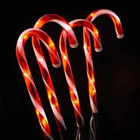BOXED CHRISTMAS CANDY CANE PATHWAY LIGHTS (SET OF 4)