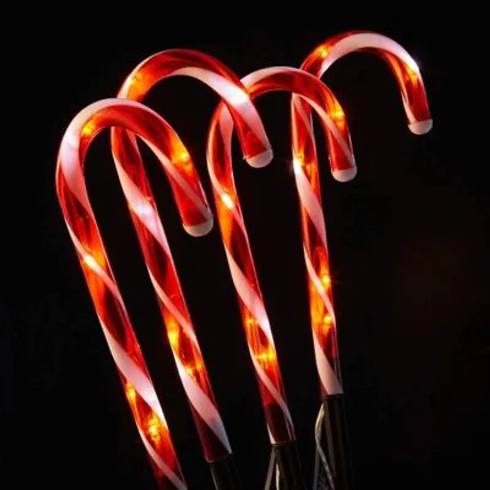 BOXED CHRISTMAS CANDY CANE PATHWAY LIGHTS (SET OF 4)