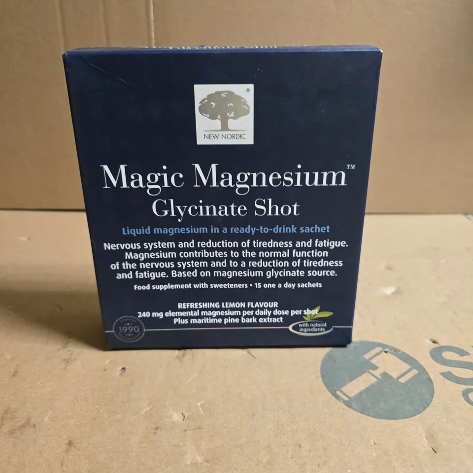 NEW NORDIC MAGIC MAGNESIUM GLYCINATE SHOT – LIQUID MAGNESIUM SACHETS (READY-TO-DRINK), BOX OF 15