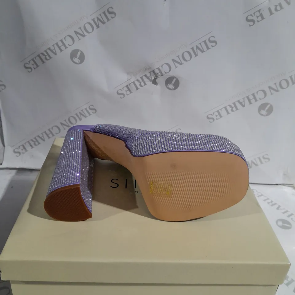 SIMMI PURPLE HIGH HEELS WITH SPARKLE EFFECT SIZE 6