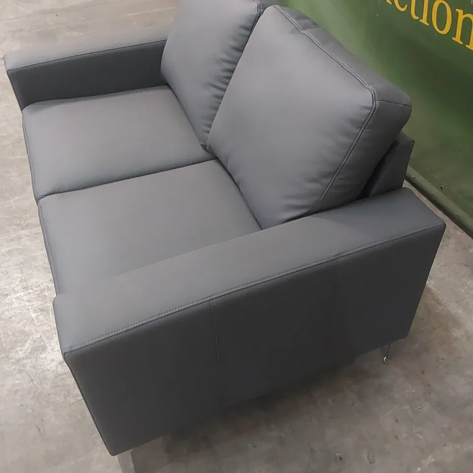 BALTIMORE 2 SEATER GREY LEATHER UPHOLSTERED SOFA