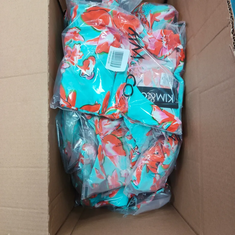 APPROXIMATELY 25 X KIM & CO PRINTED SMOCKED WAIST MIDI DRESS SIZE MEDIUM. SEALED