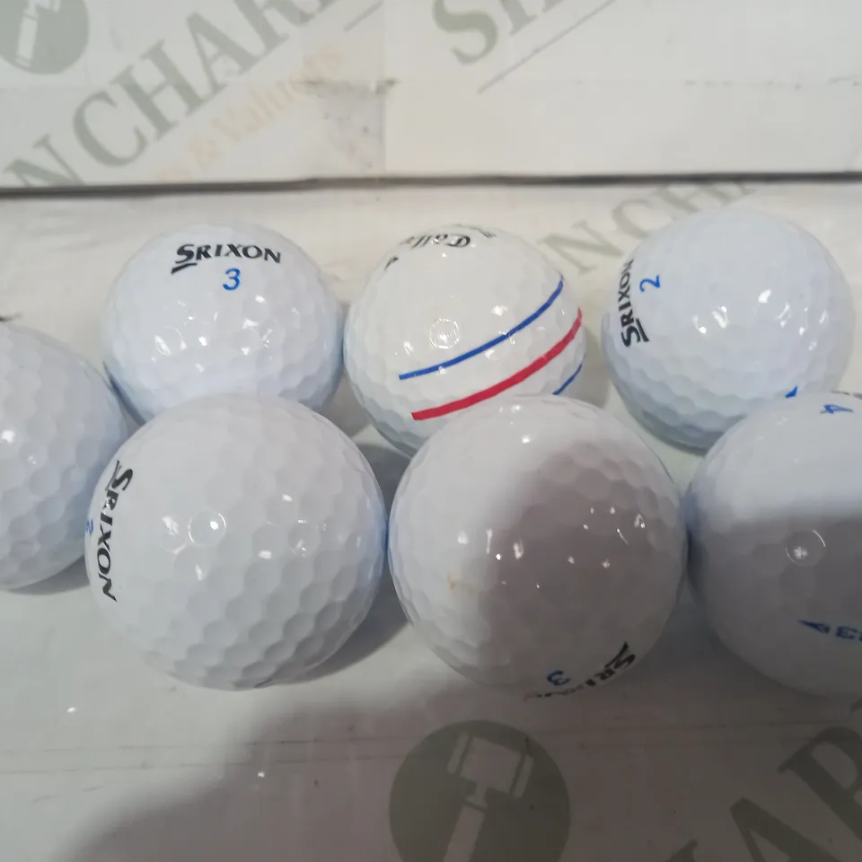 BOX OF APPROXIMATELY 20 ASSORTED GOLF BALLS TO INCLUDE SRIXON, CALLAWAY, ETC