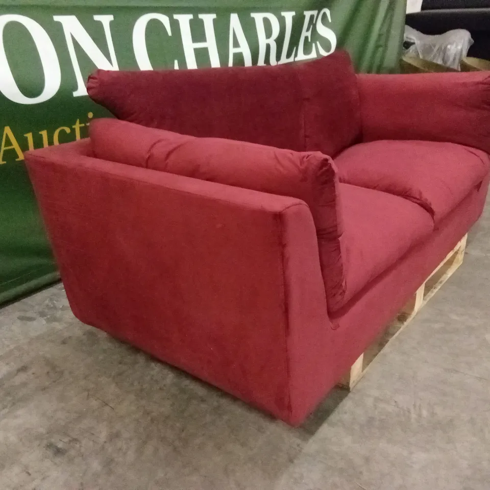 QUALITY DESIGNER SOLACE+CO ORSON SOFA - BURGUNDY VELVET