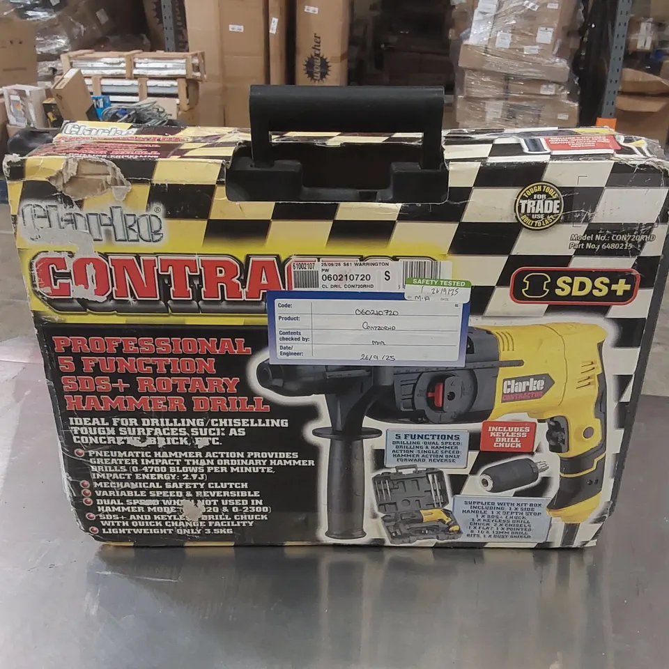 CLARKE CONTRACTOR CON720RHD 5 FUNCTION SDS+ ROTARY HAMMER DRILL (230V)