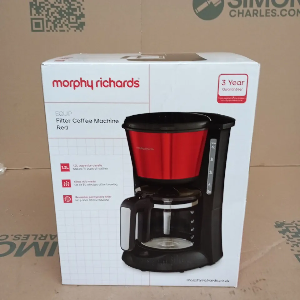 MORPHY RICHARDS FILTER COFFEE MACHINE – RED, 1.2L