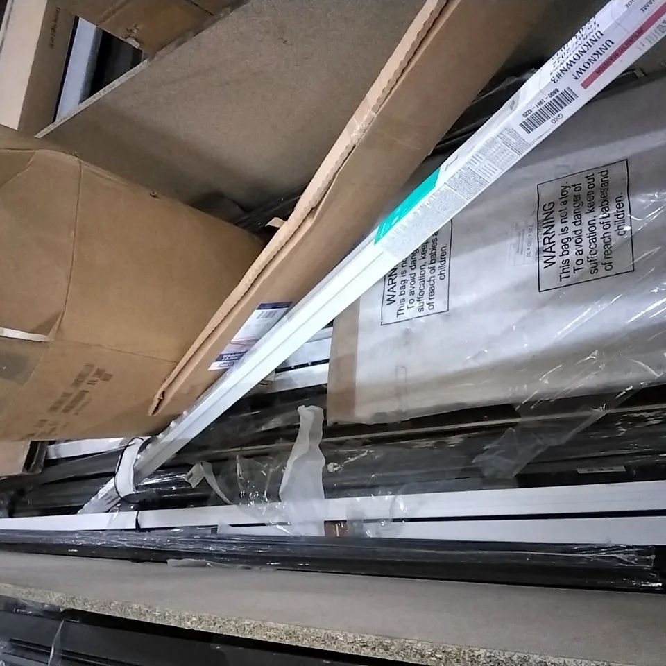 PALLET OF ASSORTED ITEMS INCLUDING POST KIT , CARPET GRIPPER , TRACK SET