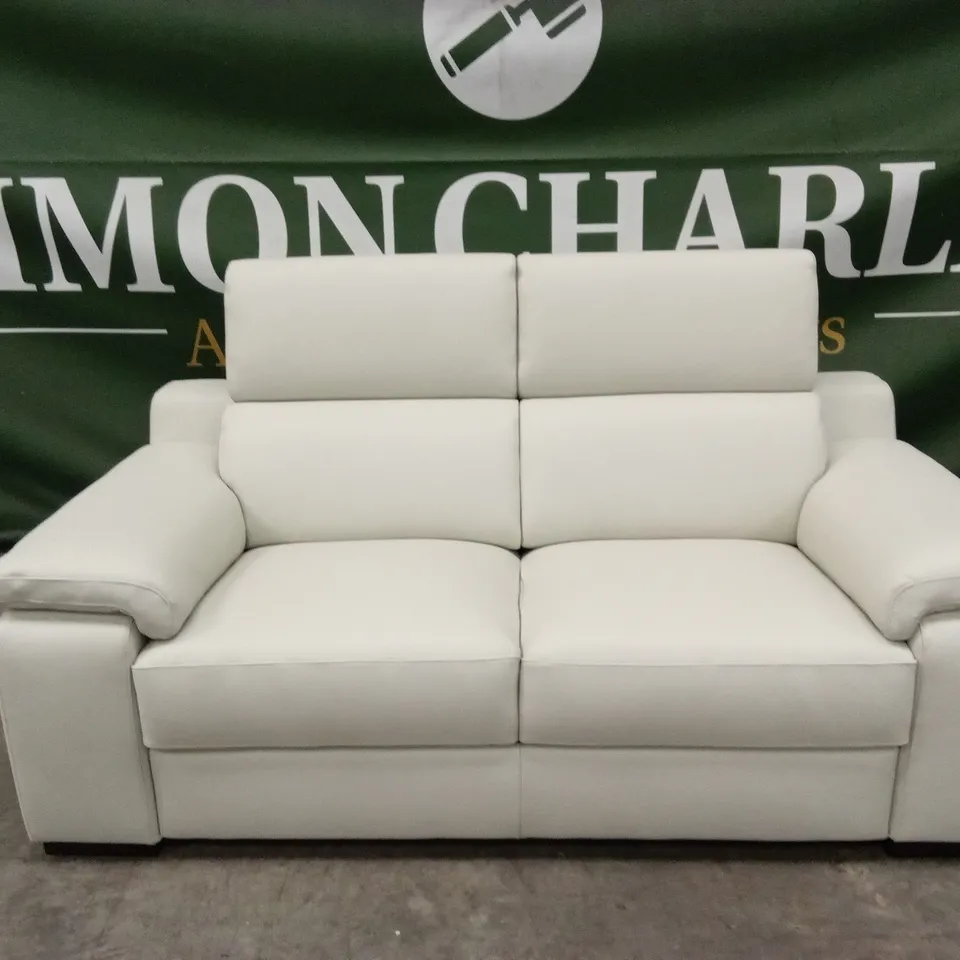 QUALITY DESIGNER ITALIAN MADE RICCARDO 2 SEATER LEATHER SOFA - ICE