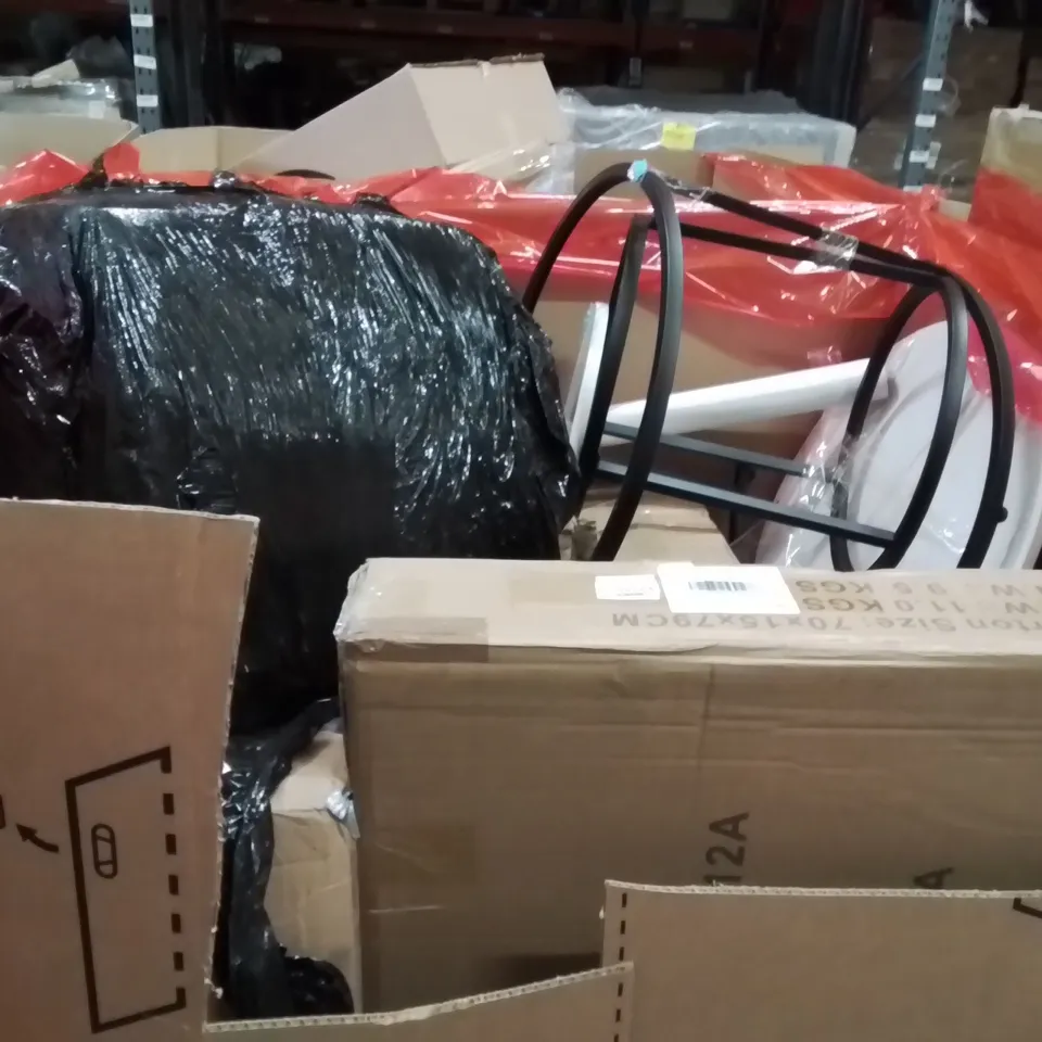 PALLET OF ASSORTED HOUSEHOLD GOODS AND PRODUCTS TO INCLUDE;TRAMPOLINE,CEILING FAN