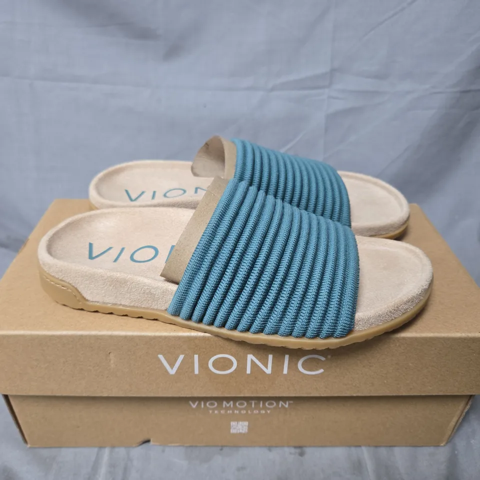BOXED VIONIC EVIE KNIT SLIDE SANDALS – BLUE, UK SIZE 3