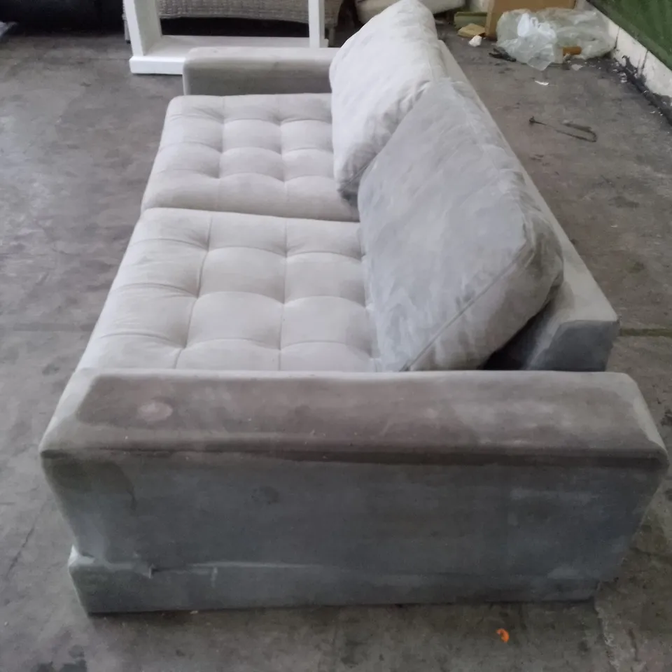 QUALITY DESIGNER LOW 2 SEATER SOFA - GREY FABRIC 