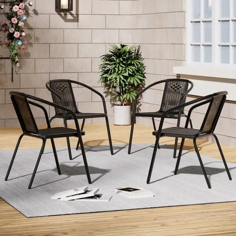 BOXED ANAMARA STACKING PATIO DINING ARMCHAIR (SET OF 4)