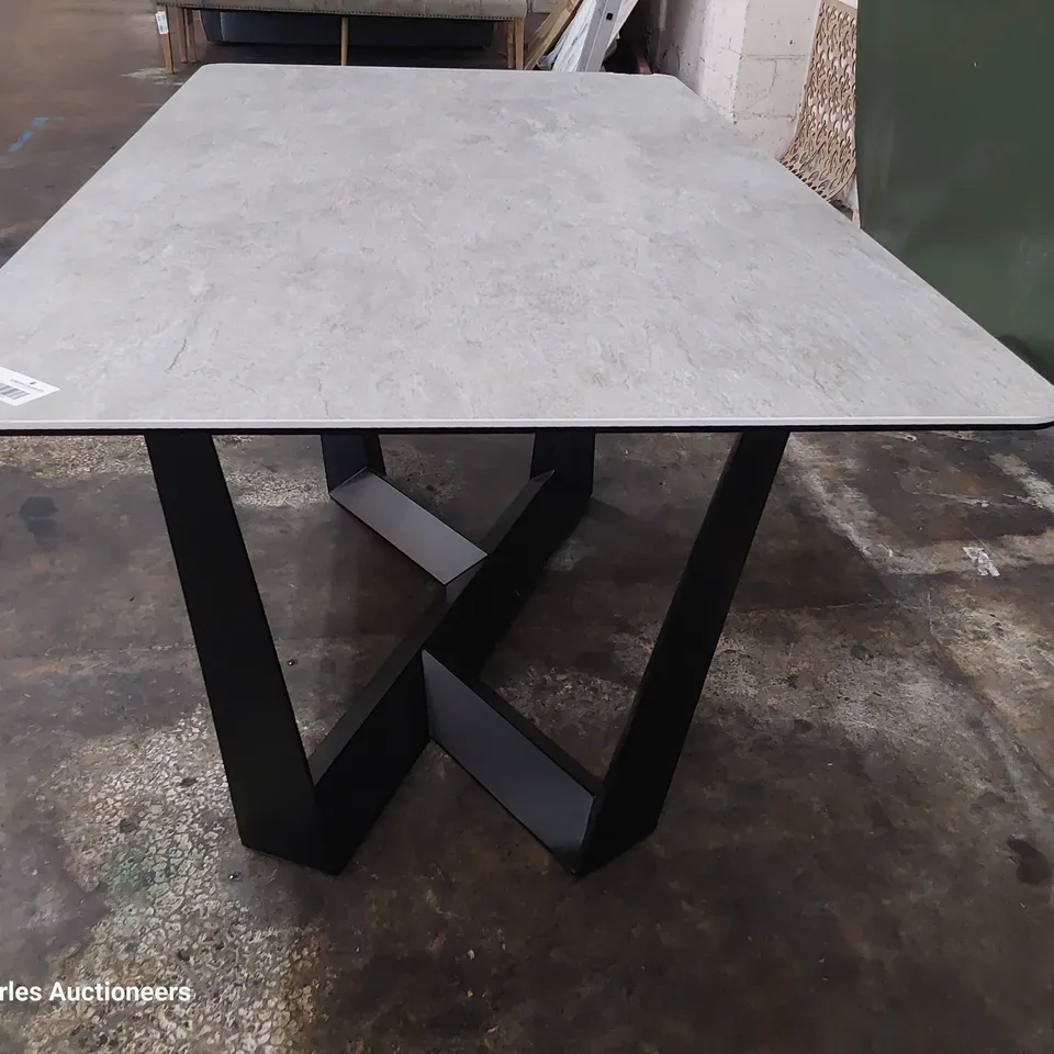 DESIGNER CONCRETE EFFECT RECTANGULAR DINING TABLE